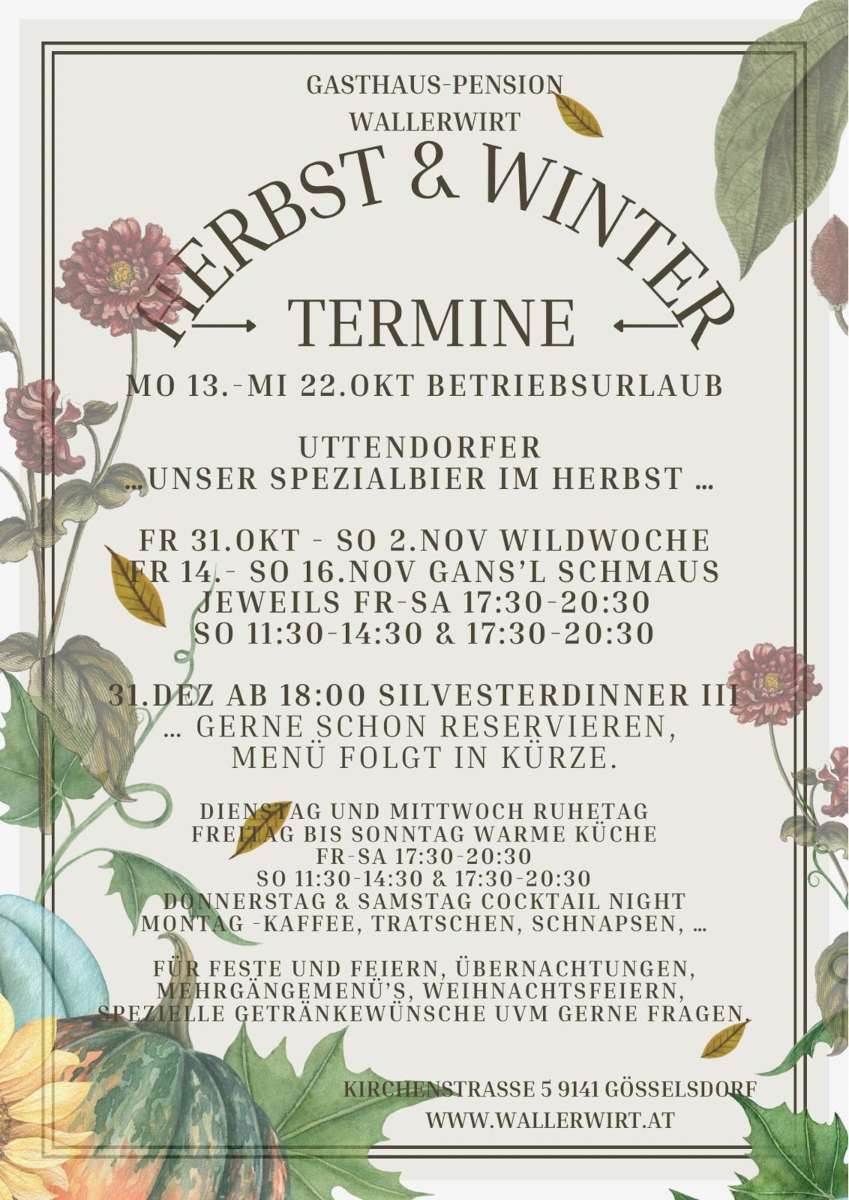 Herbst und Winter Termine Bild